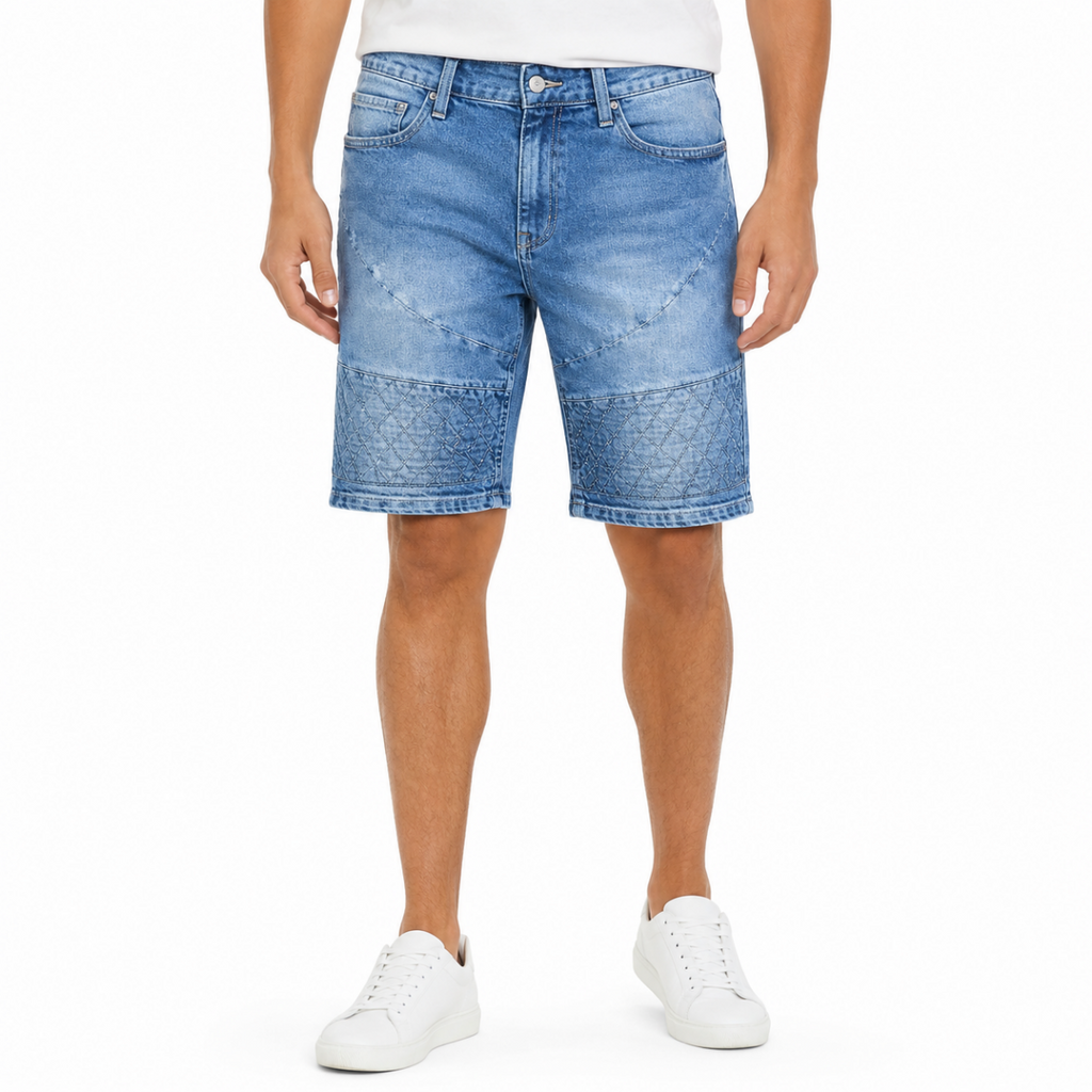 Blue Embroidered Denim Shorts(INSIDE)