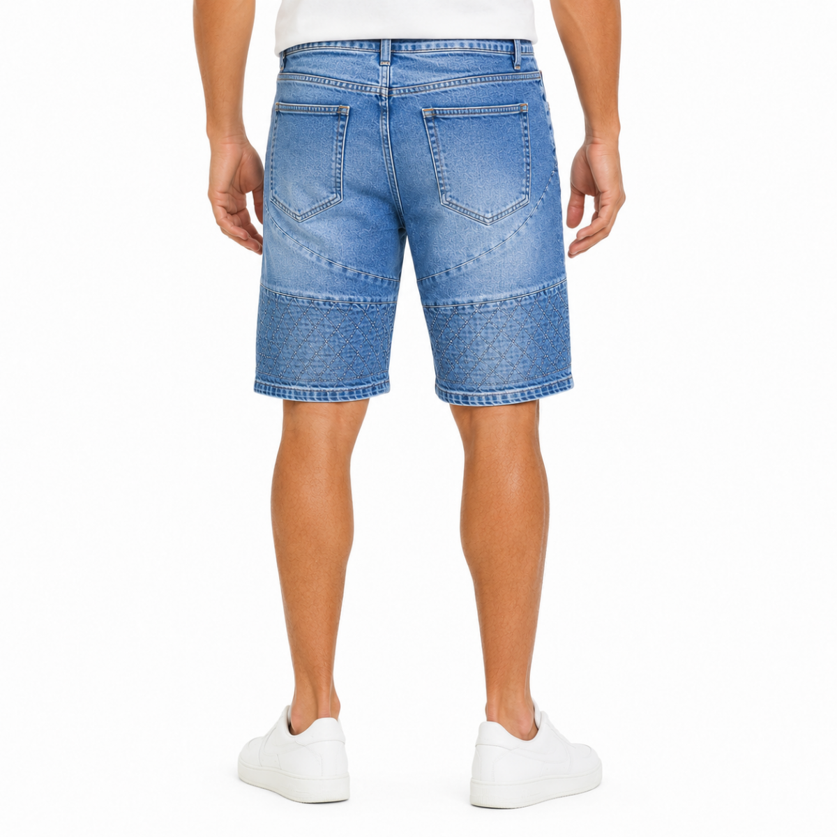 Blue Embroidered Denim Shorts(INSIDE)