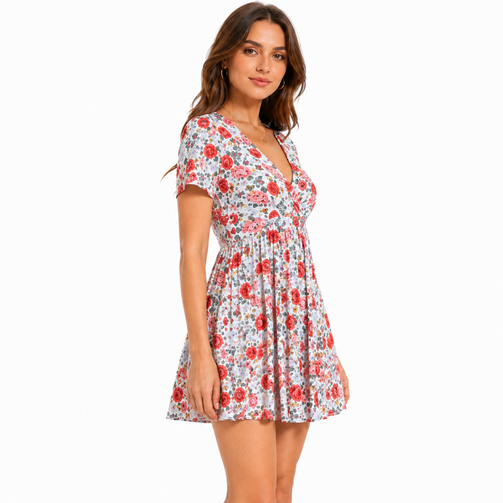 Elegant Floral Print Dress(INSIDE)