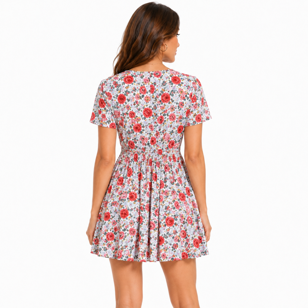 Elegant Floral Print Dress(INSIDE)