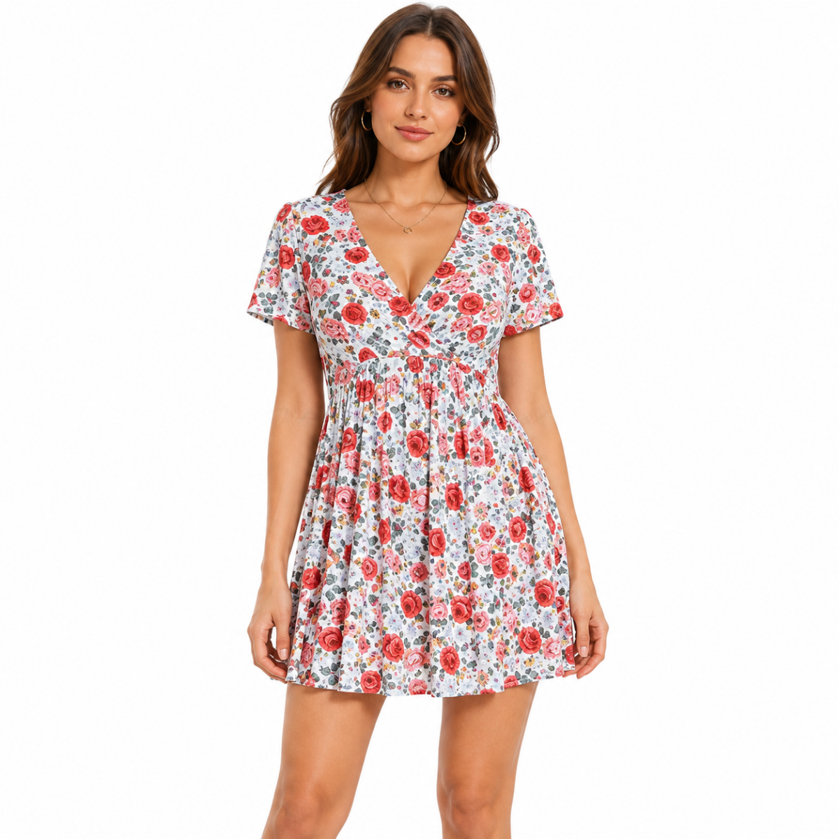 Elegant Floral Print Dress(INSIDE)