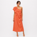 Orange One-Shoulder Ruffled Dress (HANITA)