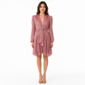 Metallic Pink Long-Sleeve Pleated Dress (HANITA)