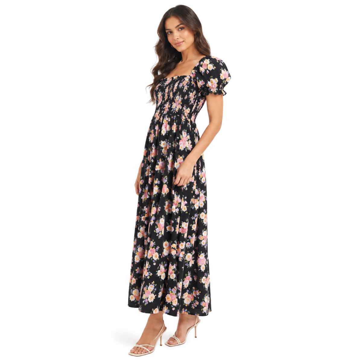 Black Floral Maxi Dress(INSIDE)
