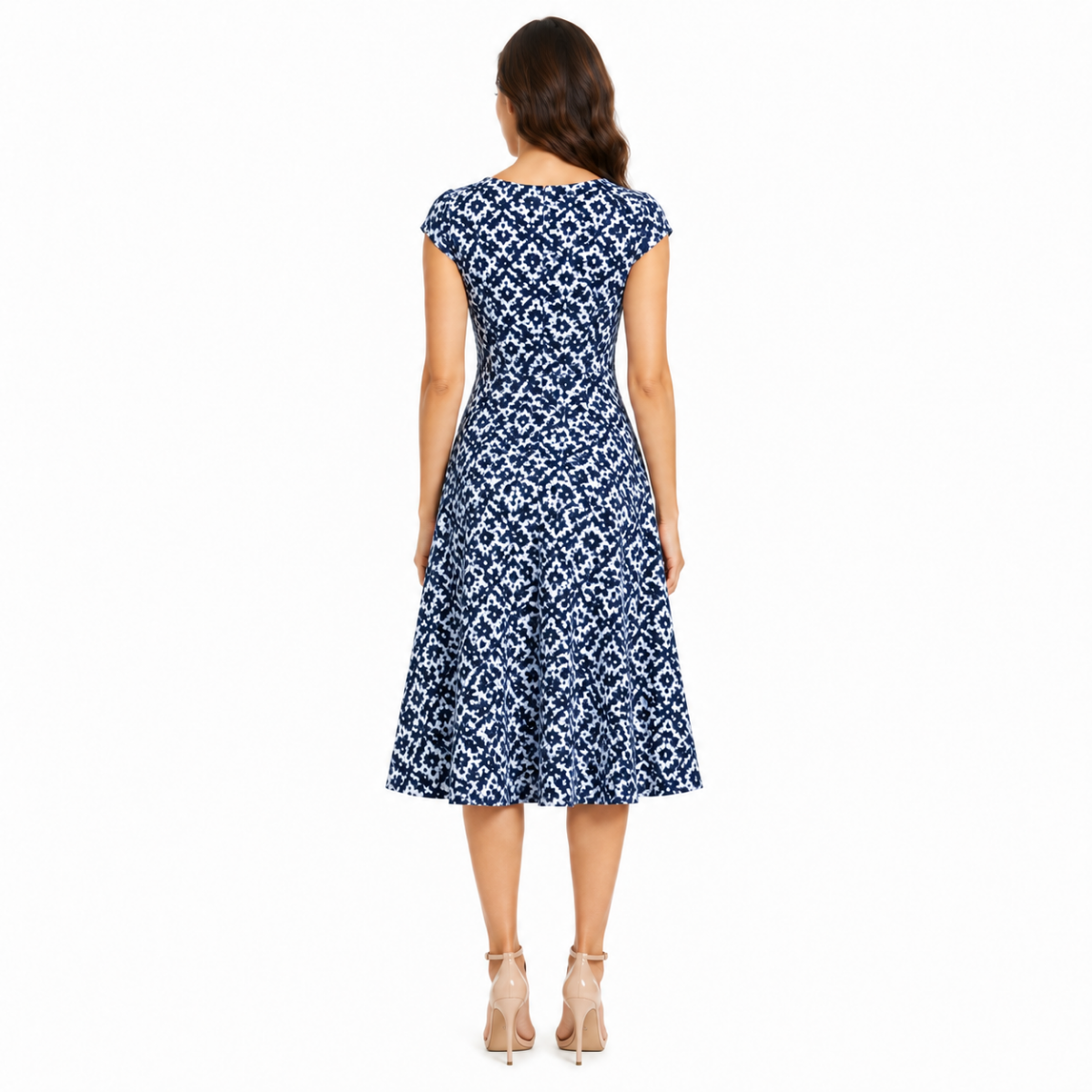 Navy Blue Patterned Dress(INSIDE)