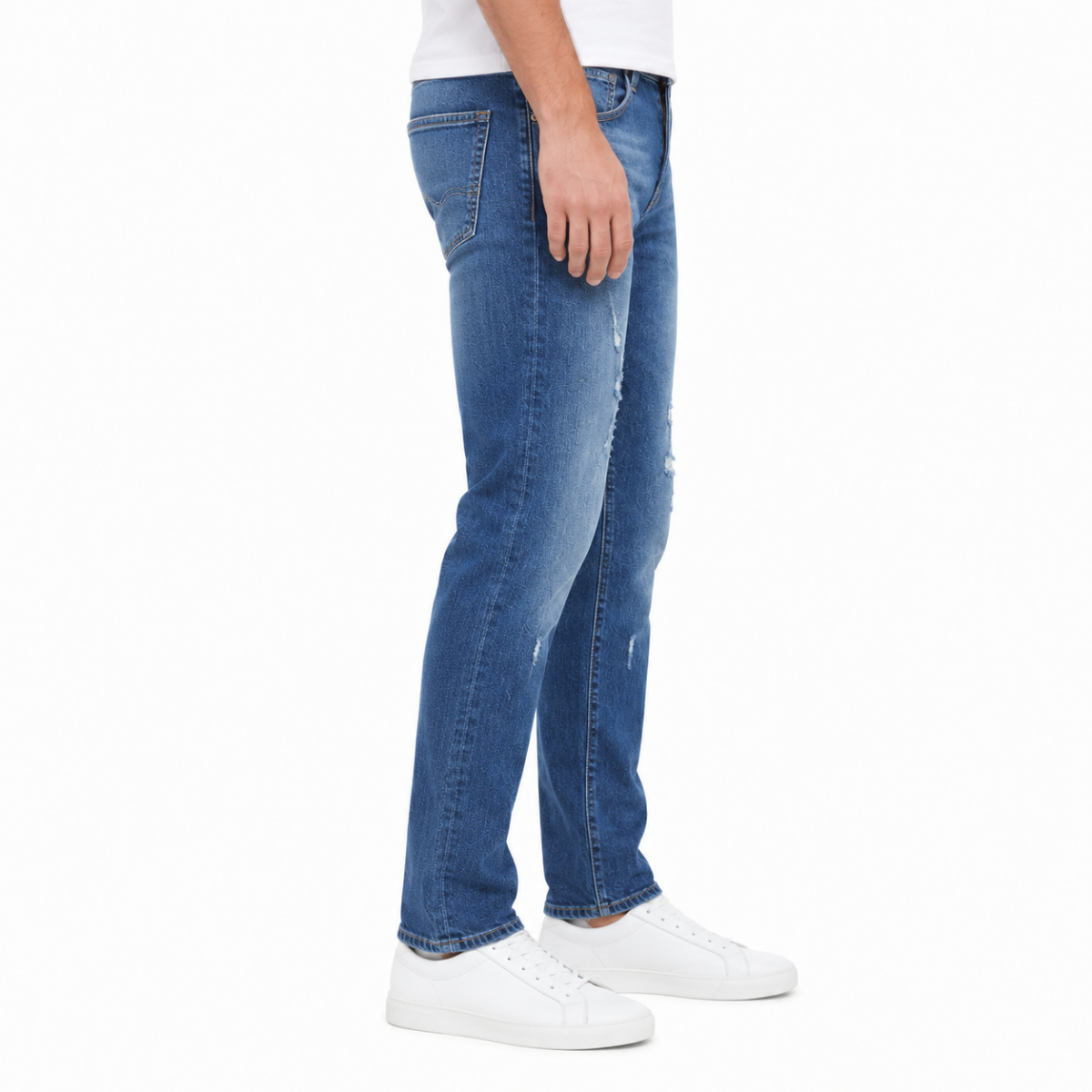 Men's Mid-Blue Distressed Jeans(INSIDE)