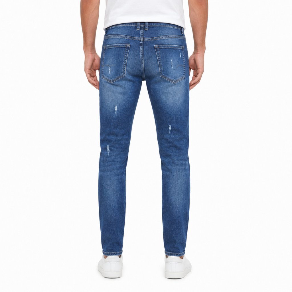 Men's Mid-Blue Distressed Jeans(INSIDE)