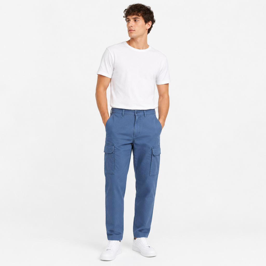 Men's Essential Steel Blue Cargo Pants(INSIDE)