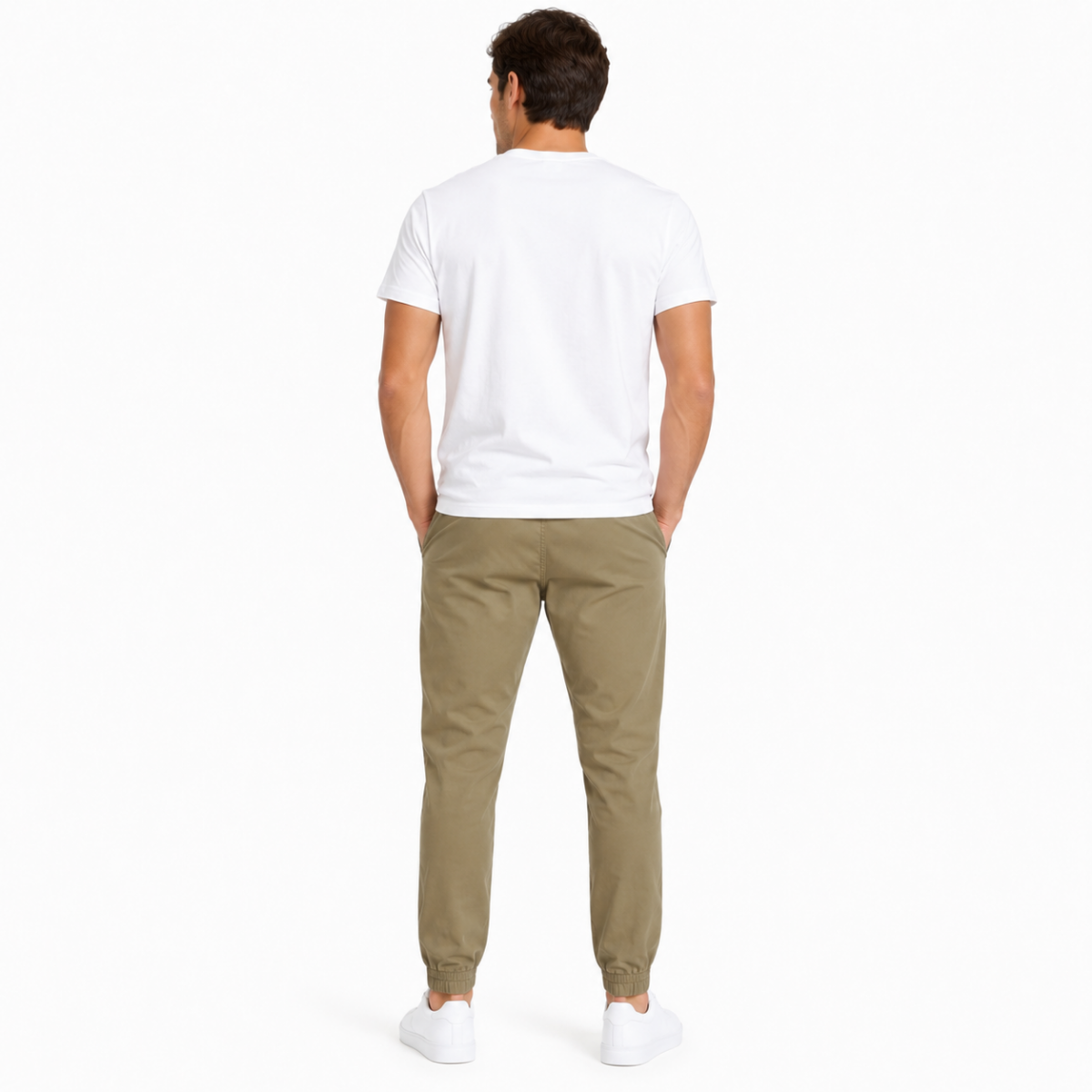 Men's Olive Comfort Twill Joggers(INSIDE)