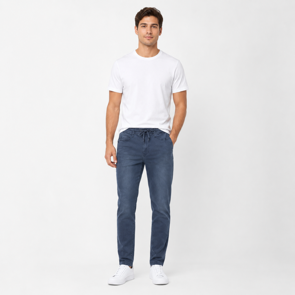 Men's Relaxed Denim Joggers(INSIDE)