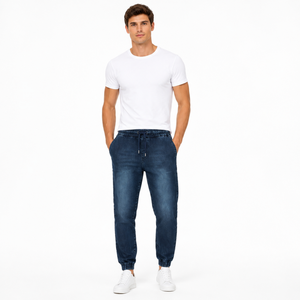 Men's Deep Indigo Denim Joggers(INSIDE)