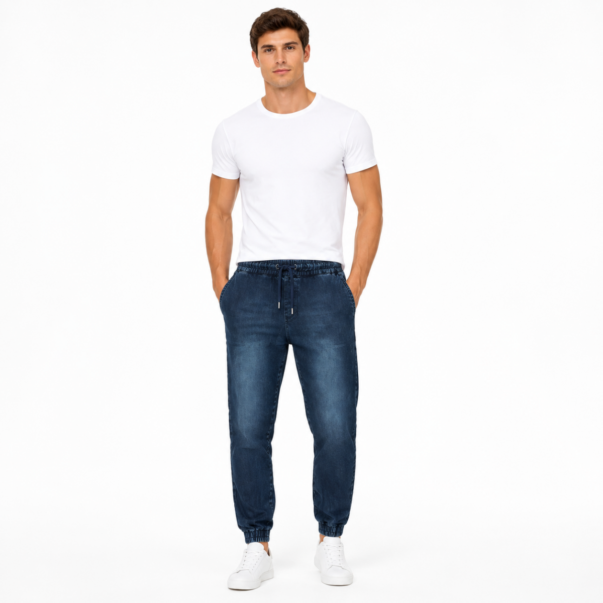 Men's Deep Indigo Denim Joggers(INSIDE)