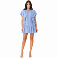 Sky Blue Ruffle Trim Mini Dress (HANITA)