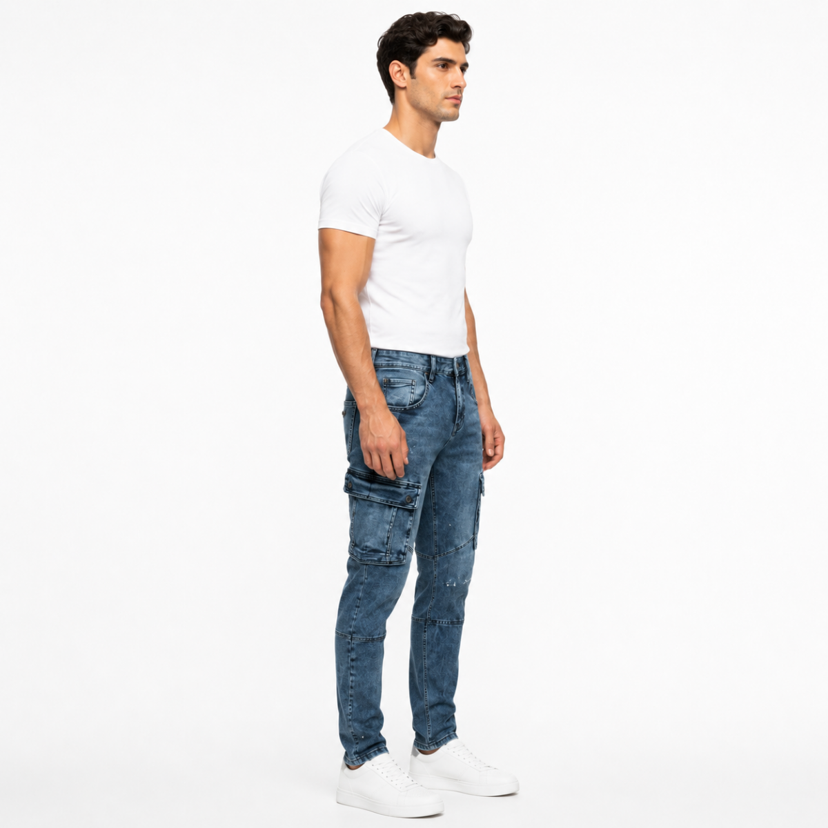 Men's Light Wash Distressed Slim Jeans(INSIDE)