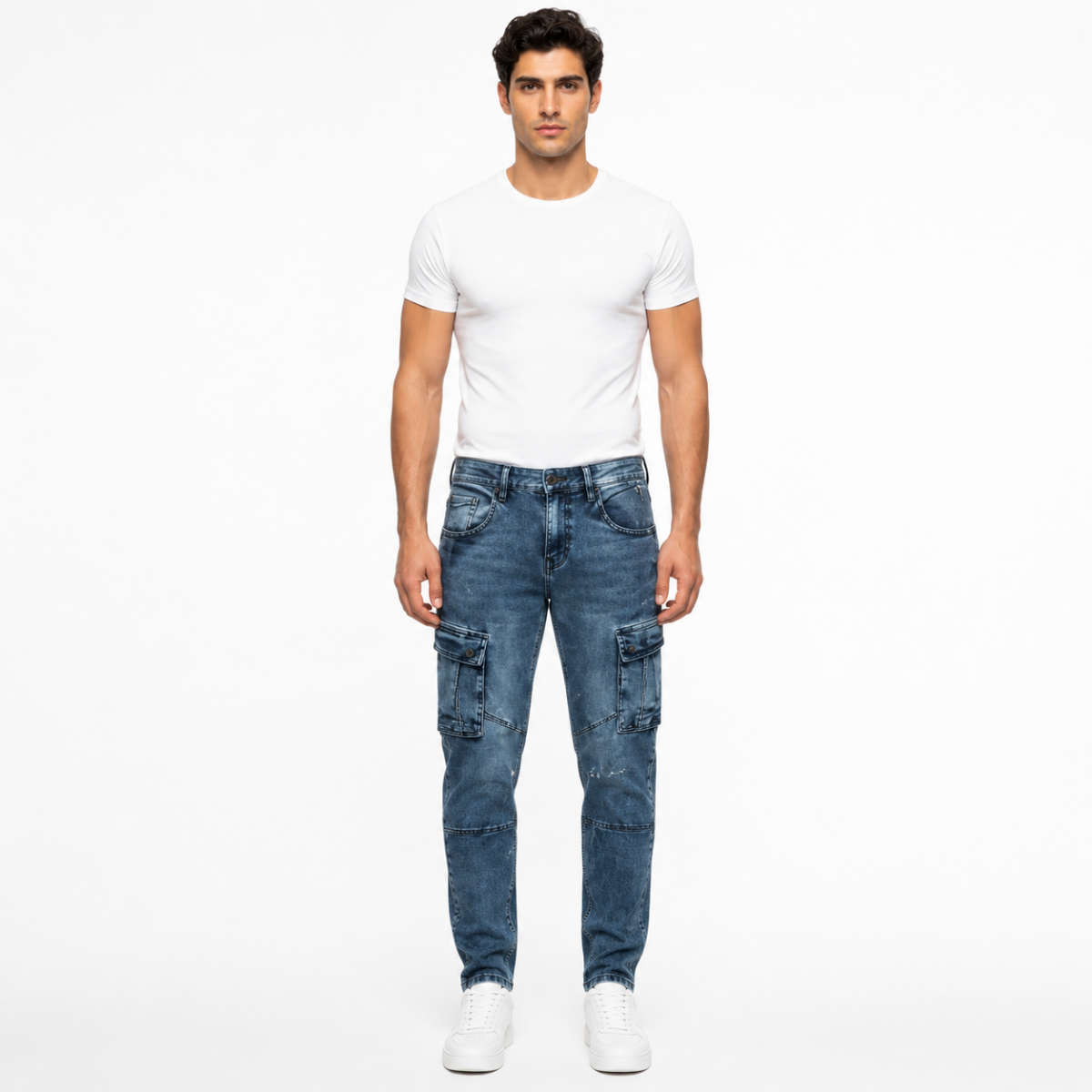 Men's Light Wash Distressed Slim Jeans(INSIDE)