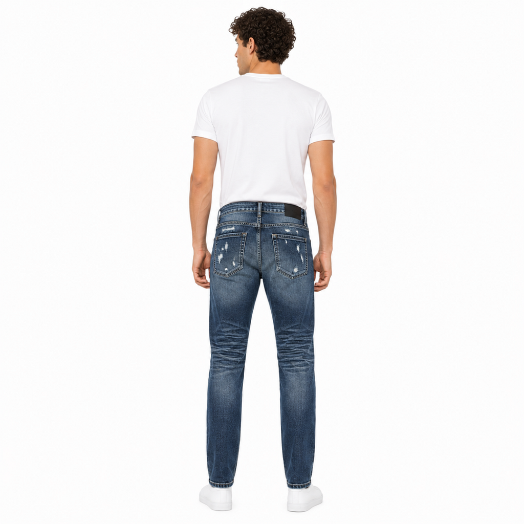 Men's Blue Distressed Jeans(INSIDE)