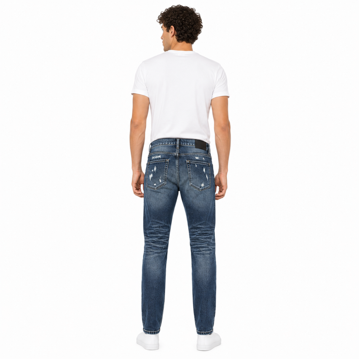 Men's Blue Distressed Jeans(INSIDE)