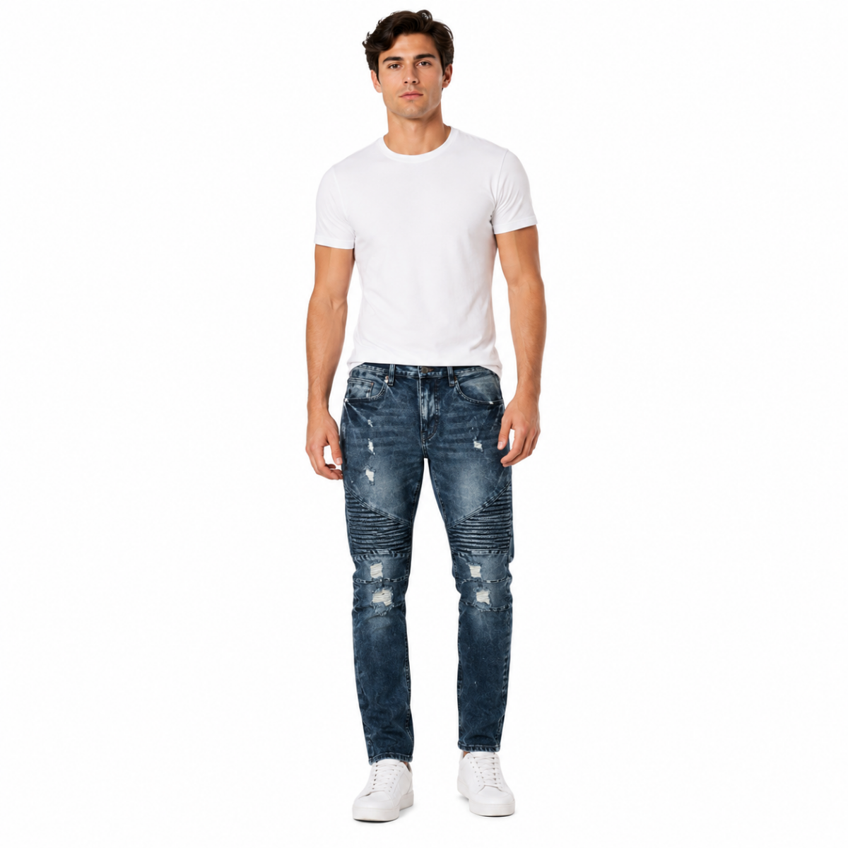 Men's Blue Distressed Jeans(INSIDE)