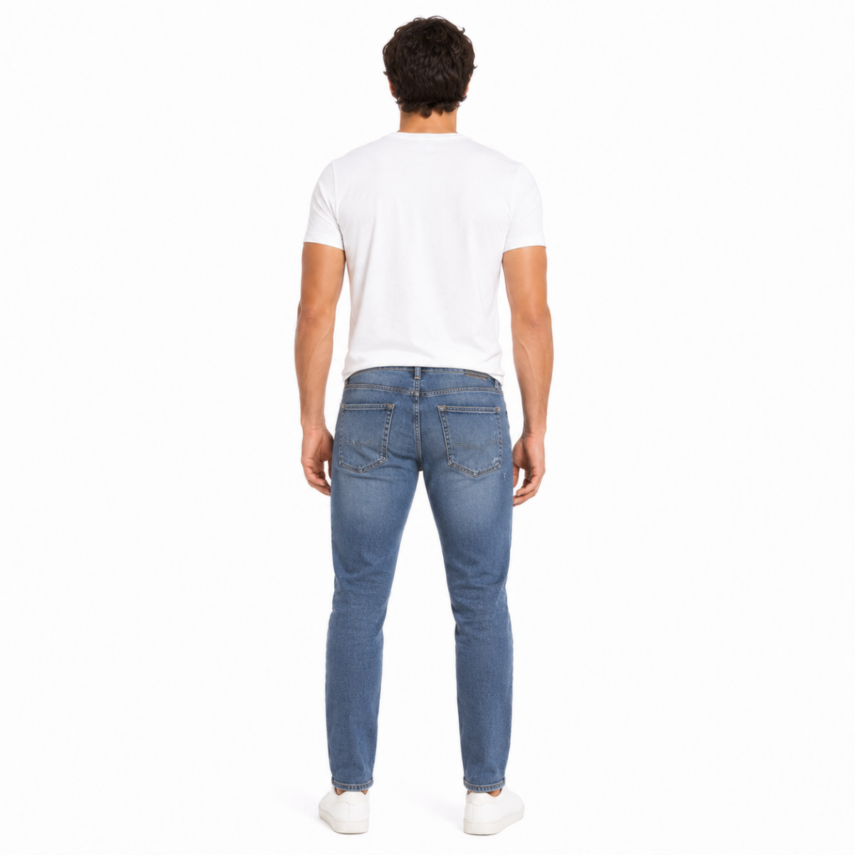 Men's Light Blue Distressed Slim Jeans(INSIDE)
