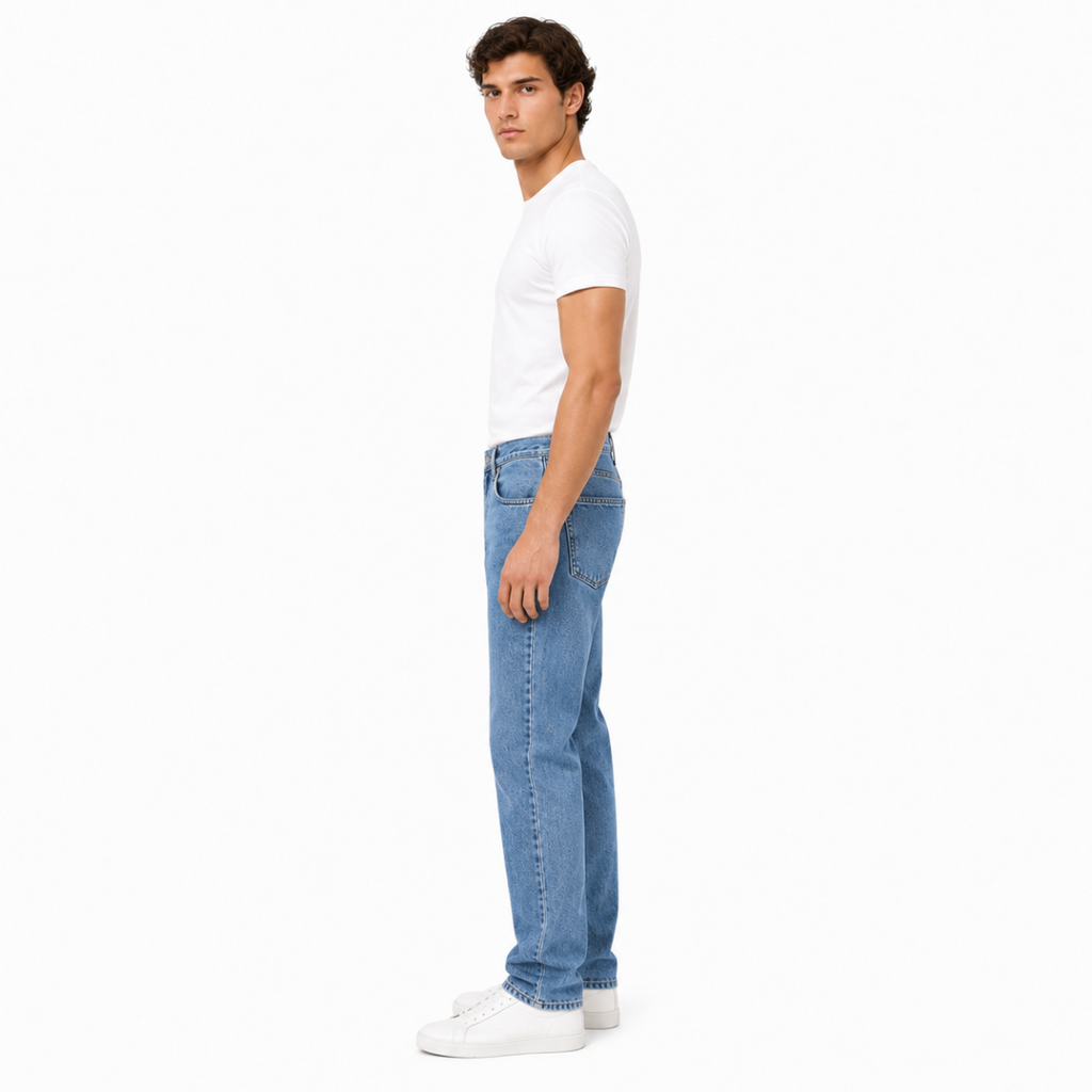 Men's Light Wash Straight-Leg Jeans(INSIDE)