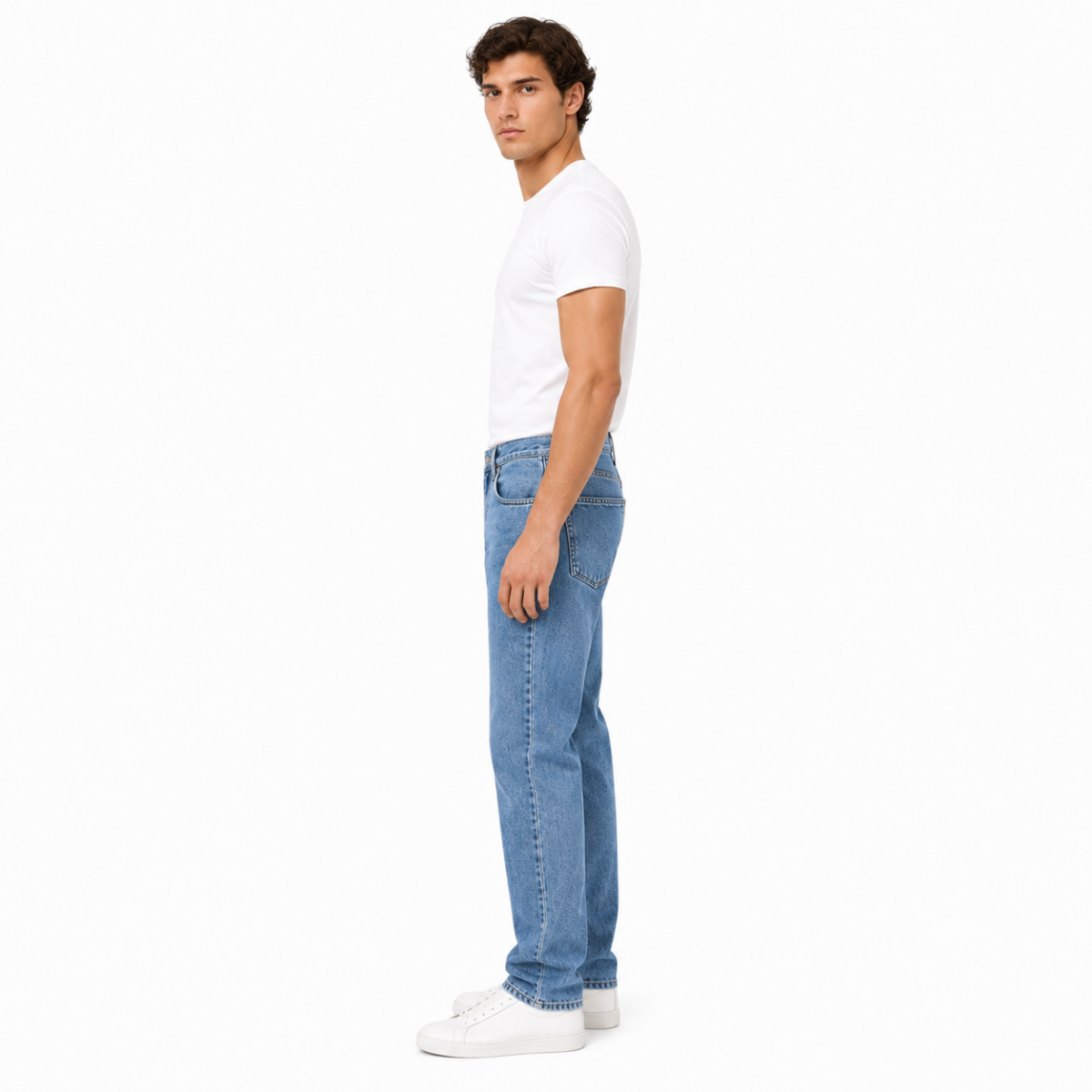 Men's Light Wash Straight-Leg Jeans(INSIDE)