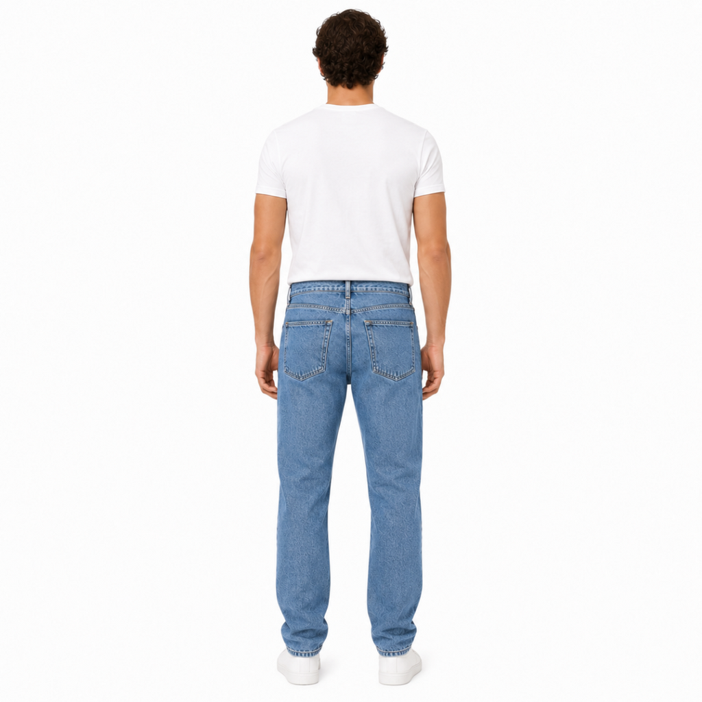 Men's Light Wash Straight-Leg Jeans(INSIDE)