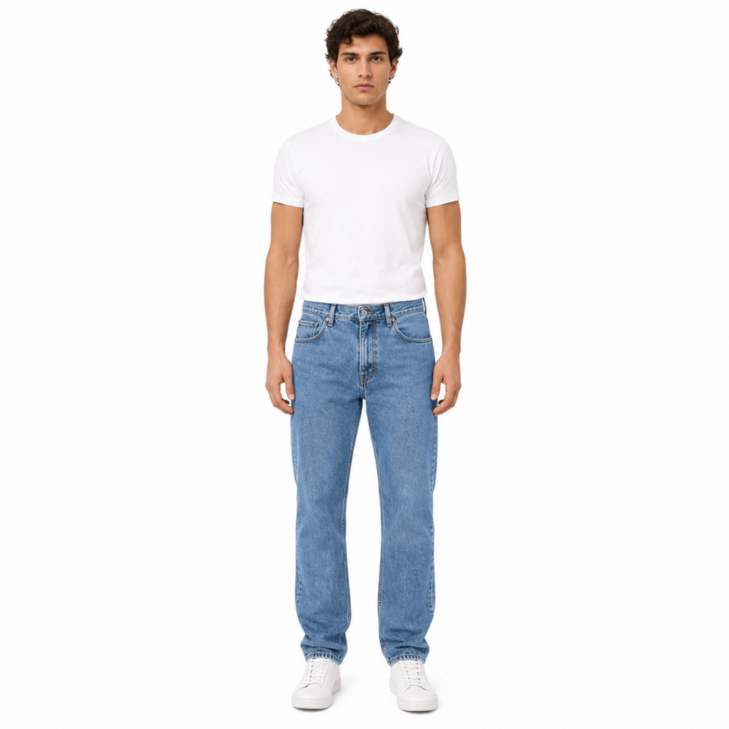 Men's Light Wash Straight-Leg Jeans(INSIDE)