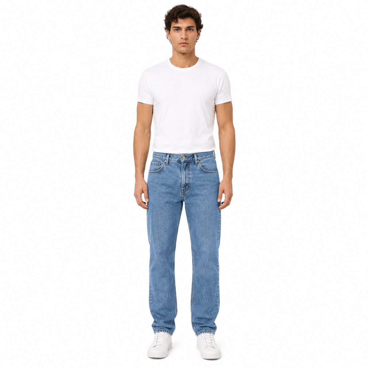 Men's Light Wash Straight-Leg Jeans(INSIDE)