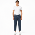 Men's Navy Cropped Loose Jeans(INSIDE)