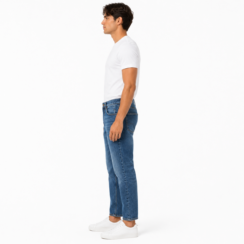 Men's Light Blue Slim Clean Jeans(INSIDE)