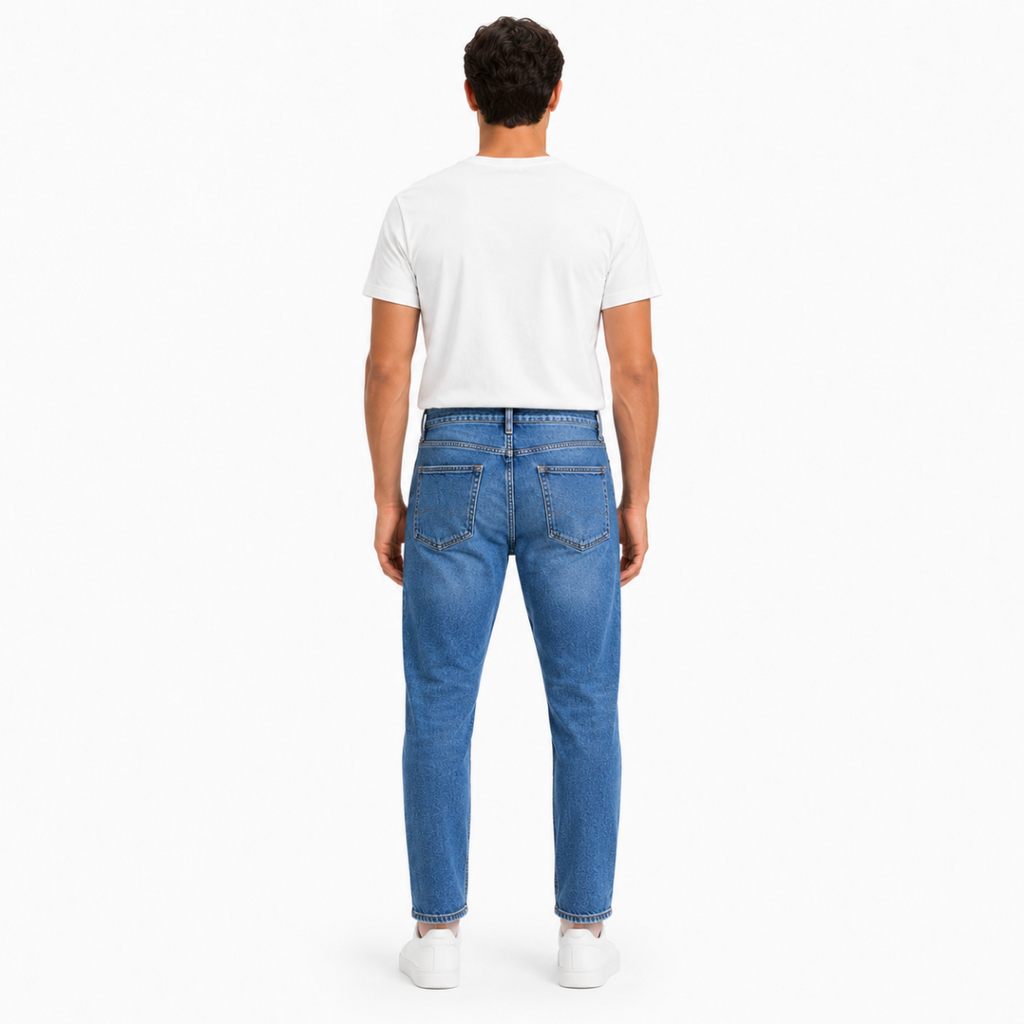 Men's Light Blue Slim Clean Jeans(INSIDE)
