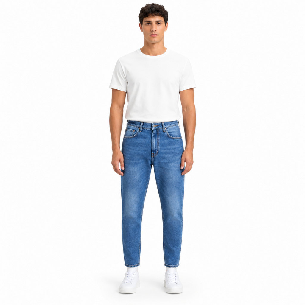 Men's Light Blue Slim Clean Jeans(INSIDE)