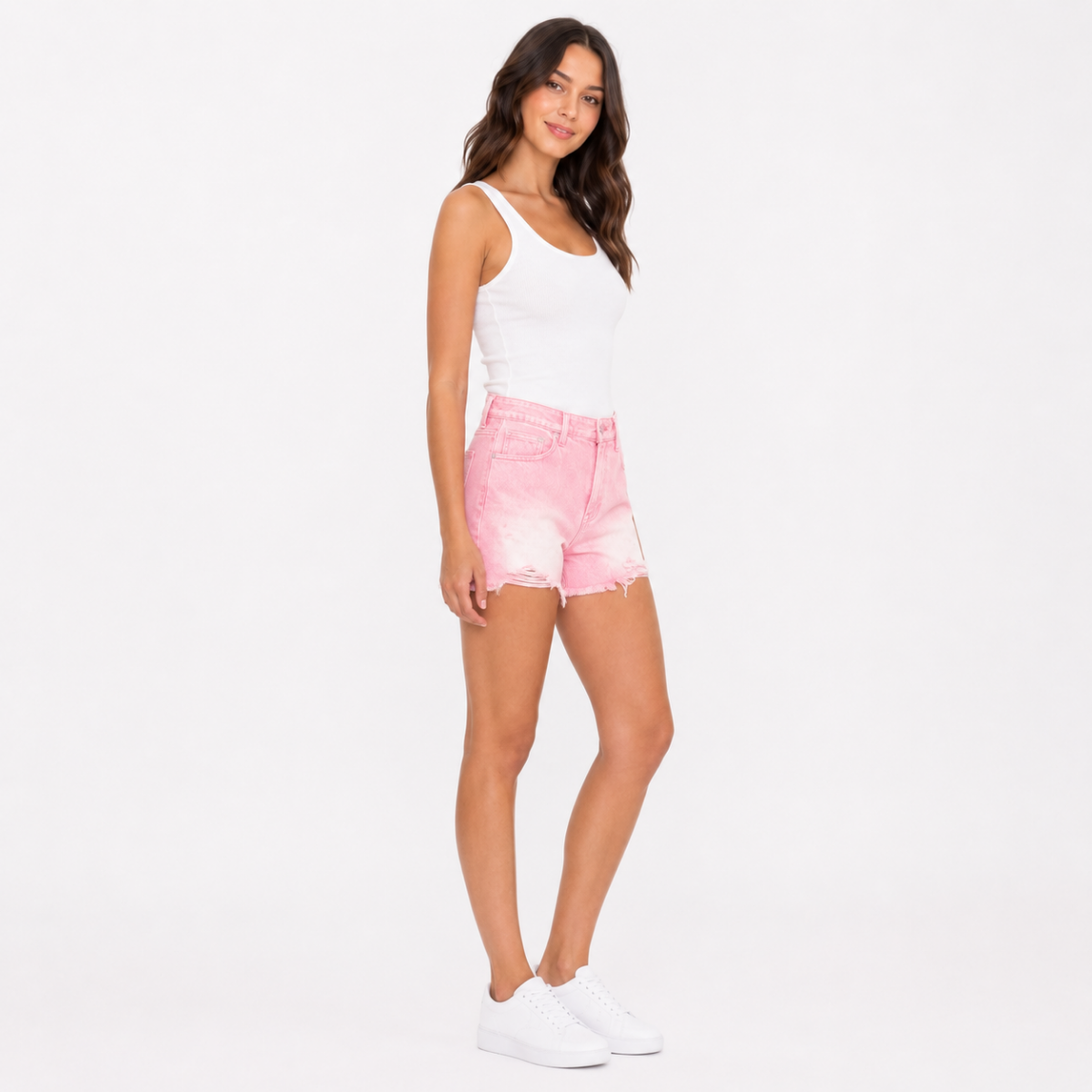 Women's Pink Denim Shorts(INSIDE)