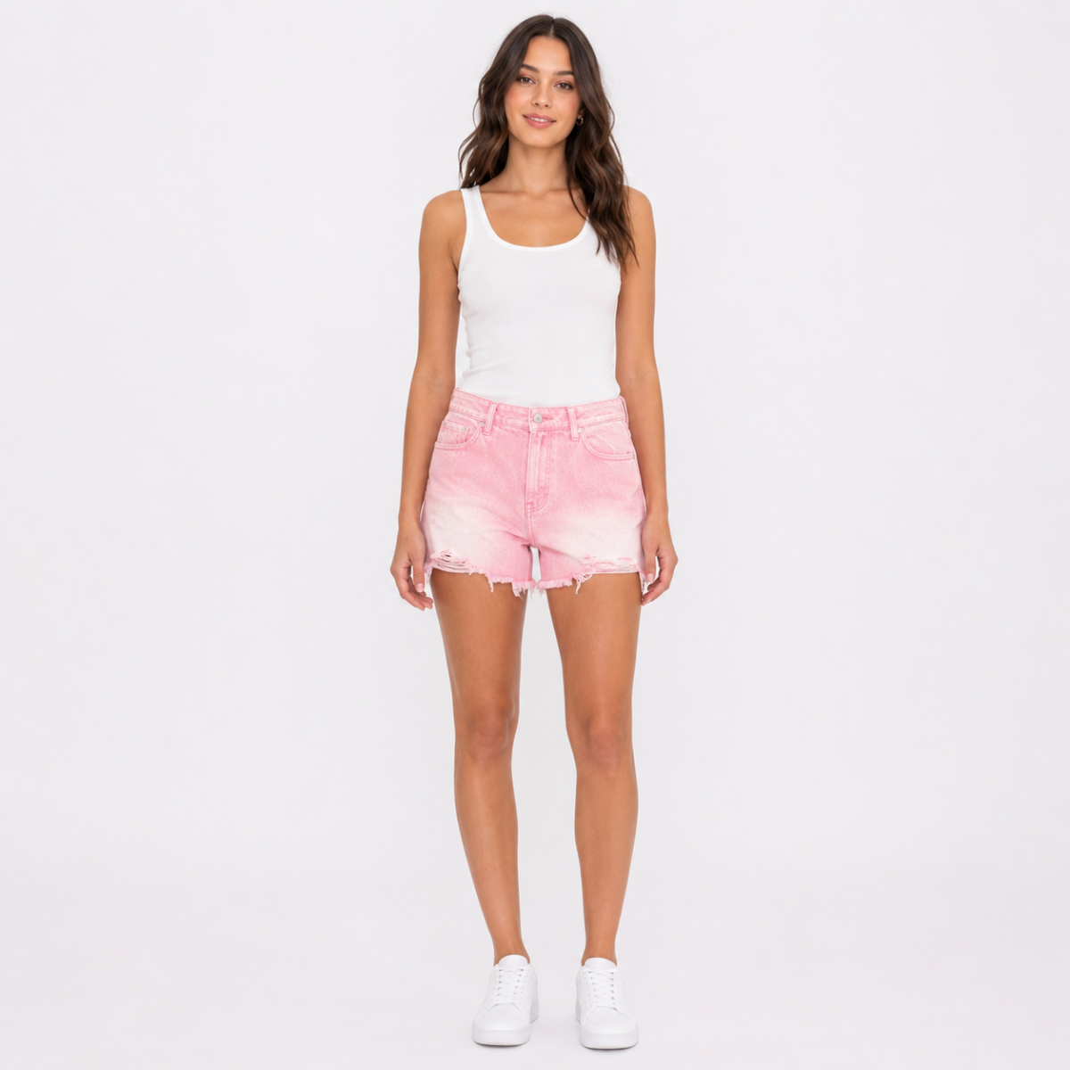 Women's Pink Denim Shorts(INSIDE)