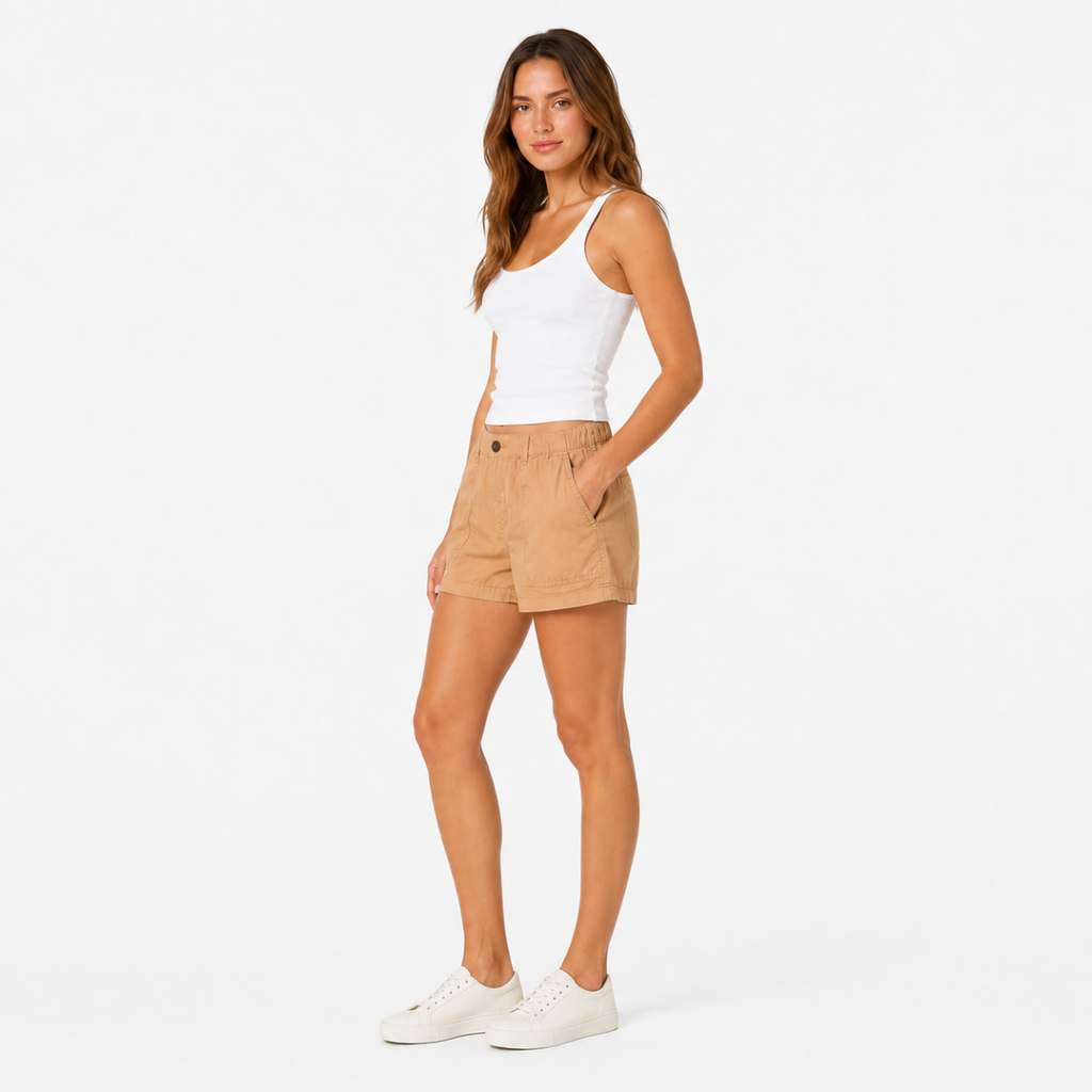 Women's Camel Fabric Shorts(INSIDE)
