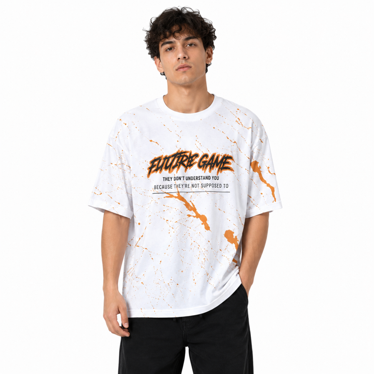 Men's White Graphic T-Shirt(INSIDE)