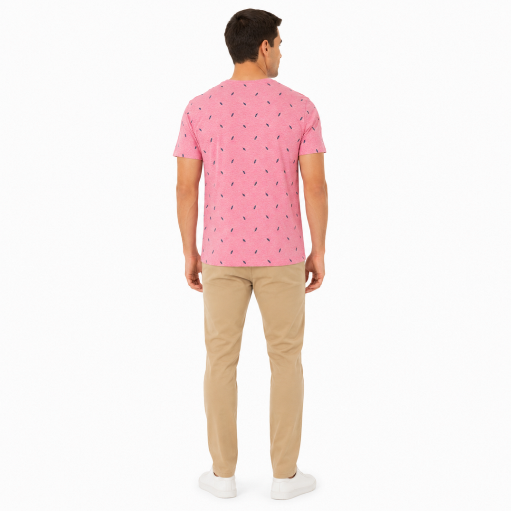 Men's Patterned Pink T-Shirt(INSIDE)