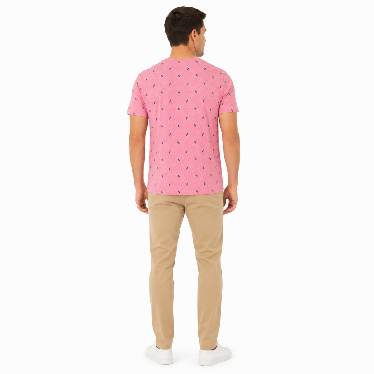 Men's Patterned Pink T-Shirt(INSIDE)