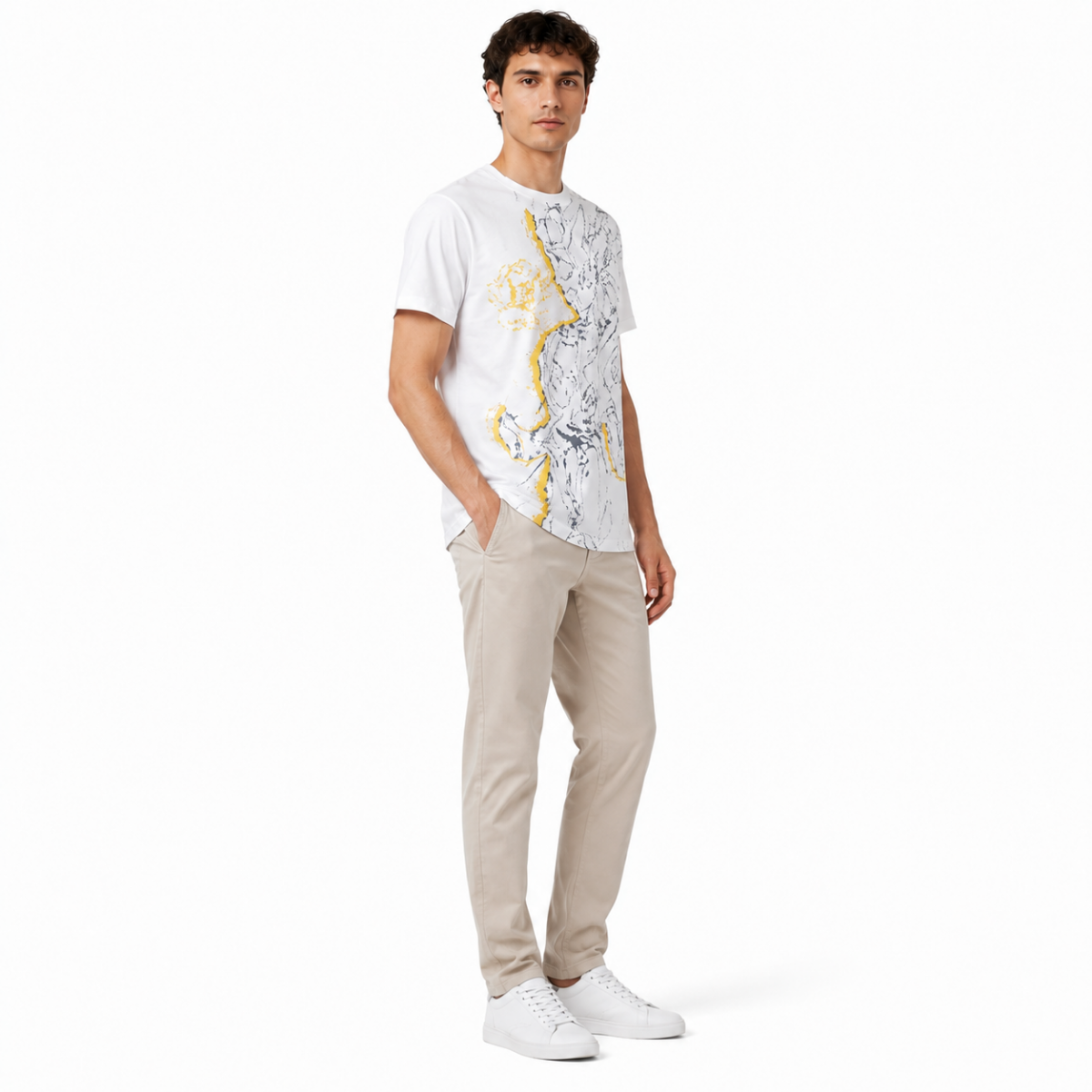 Men's White Graphic T-Shirt(INSIDE)