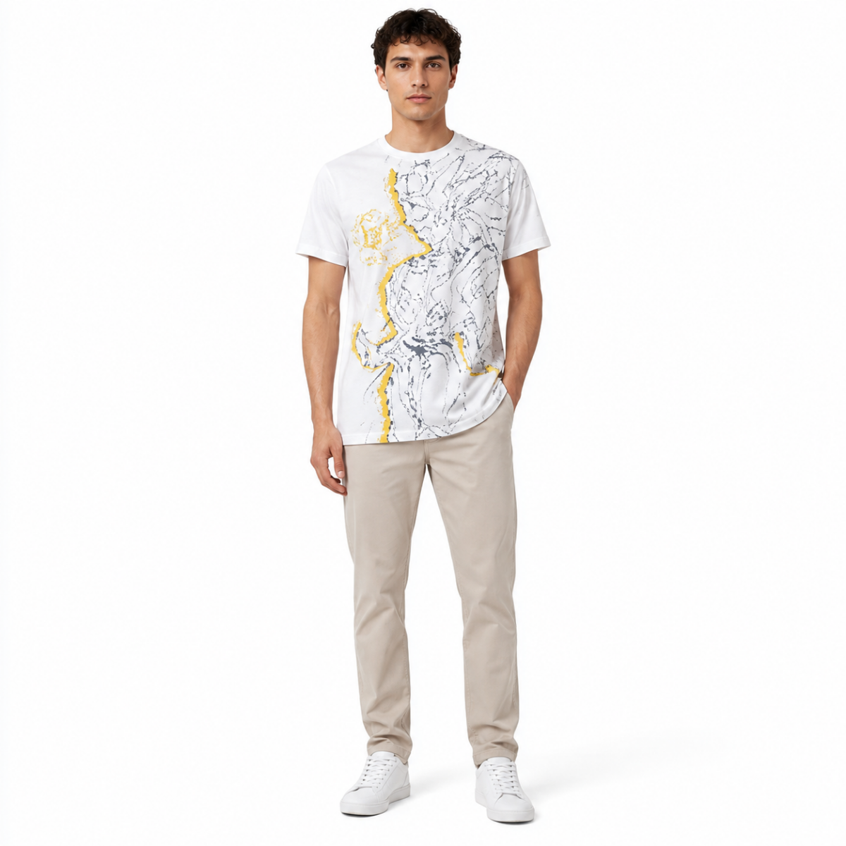 Men's White Graphic T-Shirt(INSIDE)