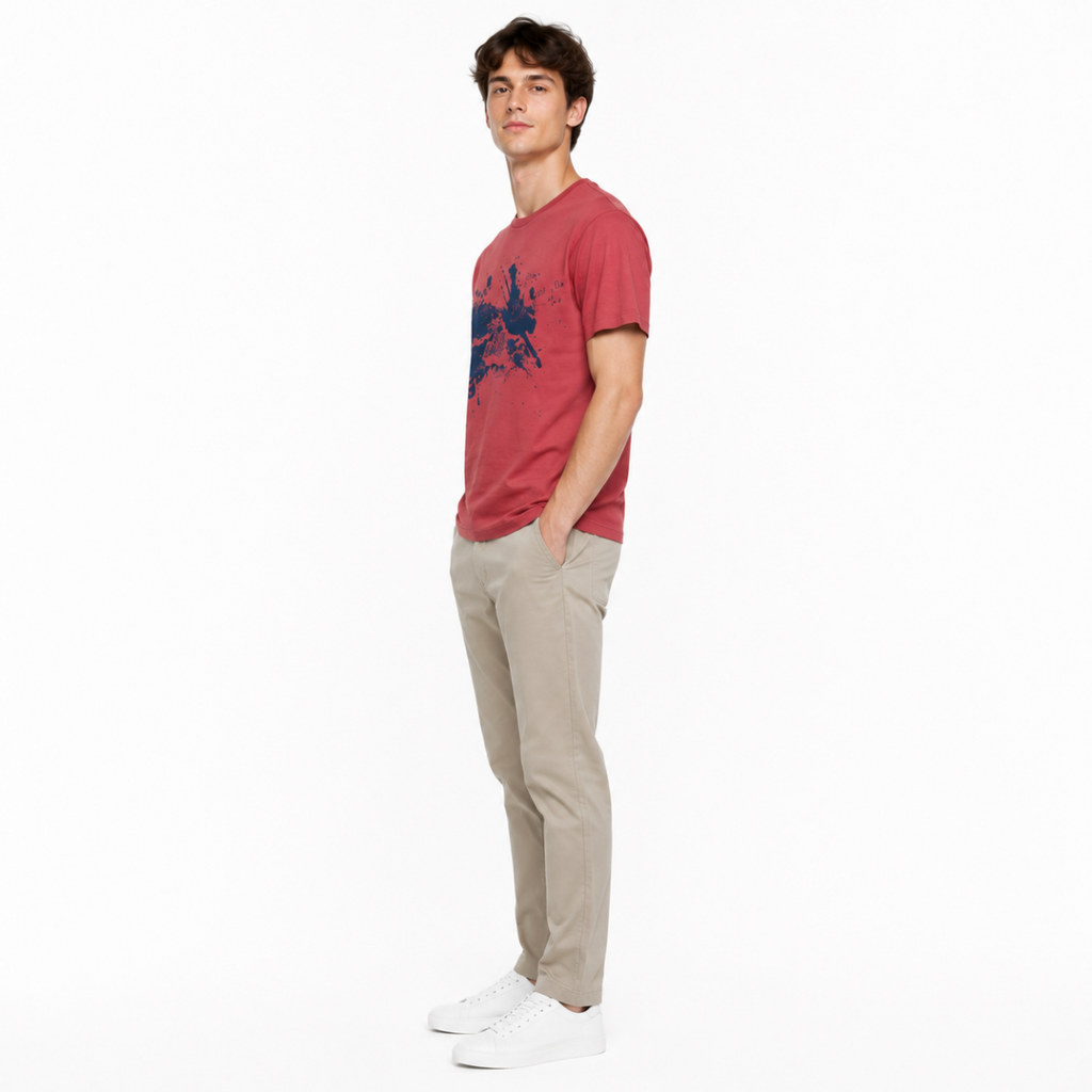 Men's Dark Red Graphic T-Shirt