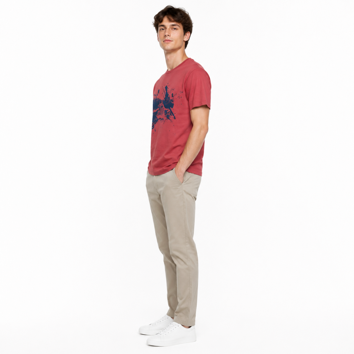 Men's Dark Red Graphic T-Shirt