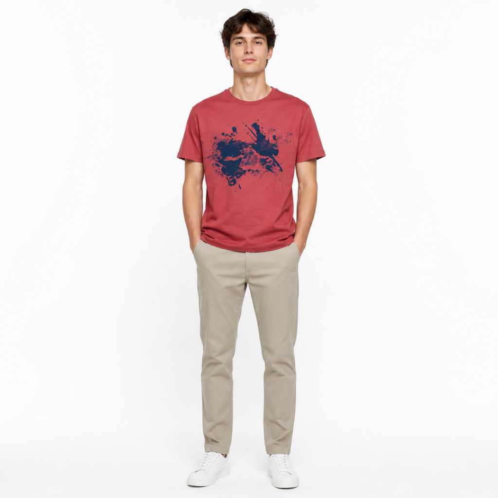 Men's Dark Red Graphic T-Shirt