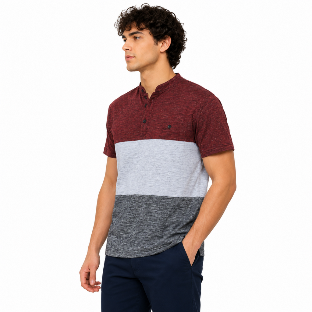 Men's Colorblock Henley T-Shirt