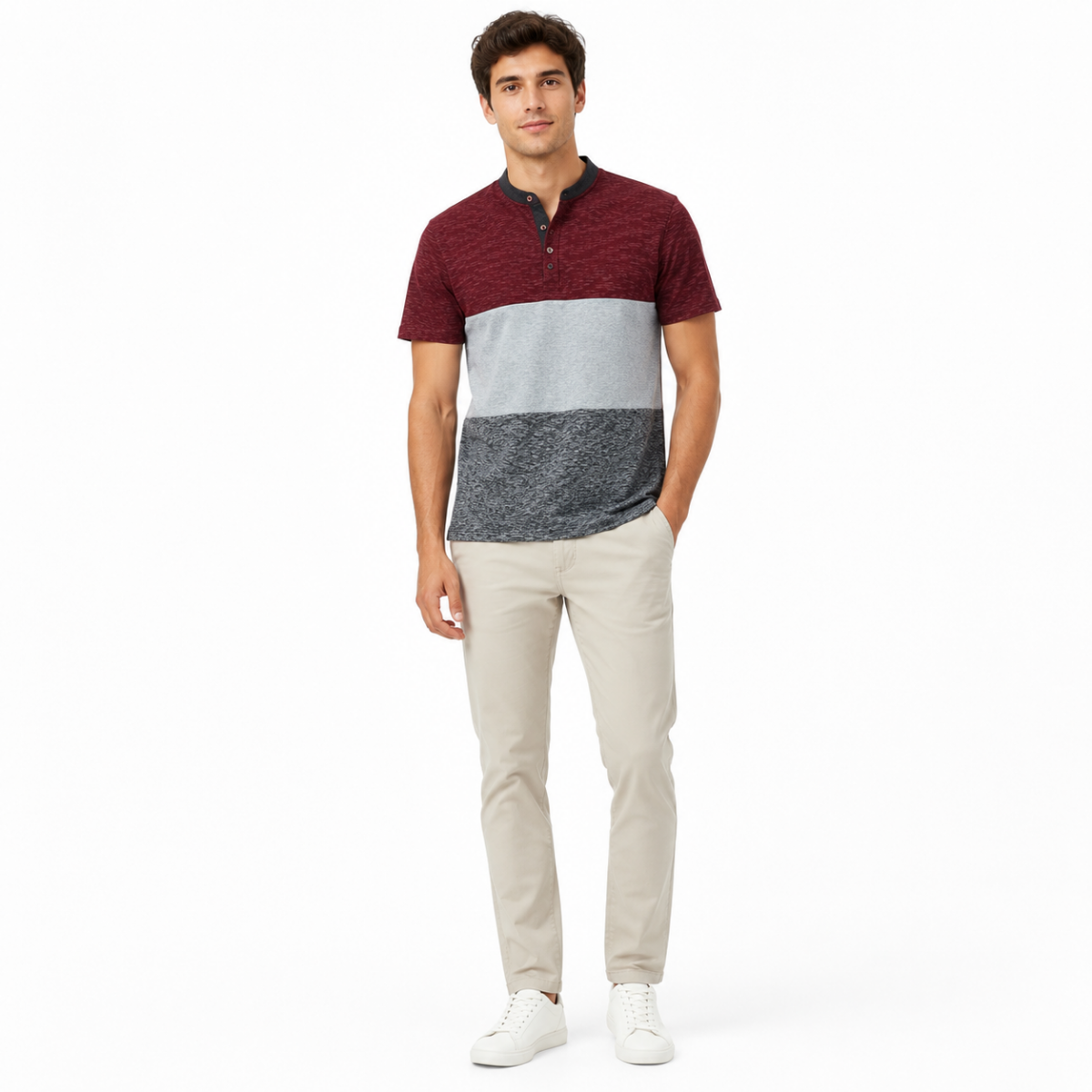 Men's Colorblock Henley T-Shirt