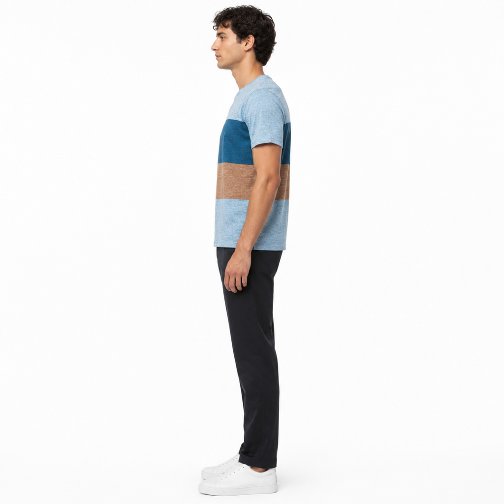 Men's Colorblock Blue T-Shirt