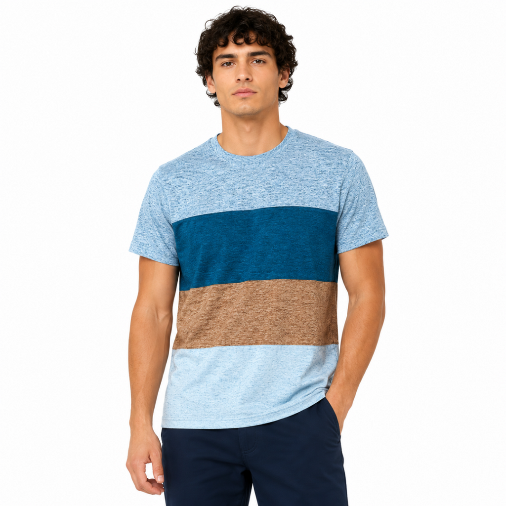 Men's Colorblock Blue T-Shirt