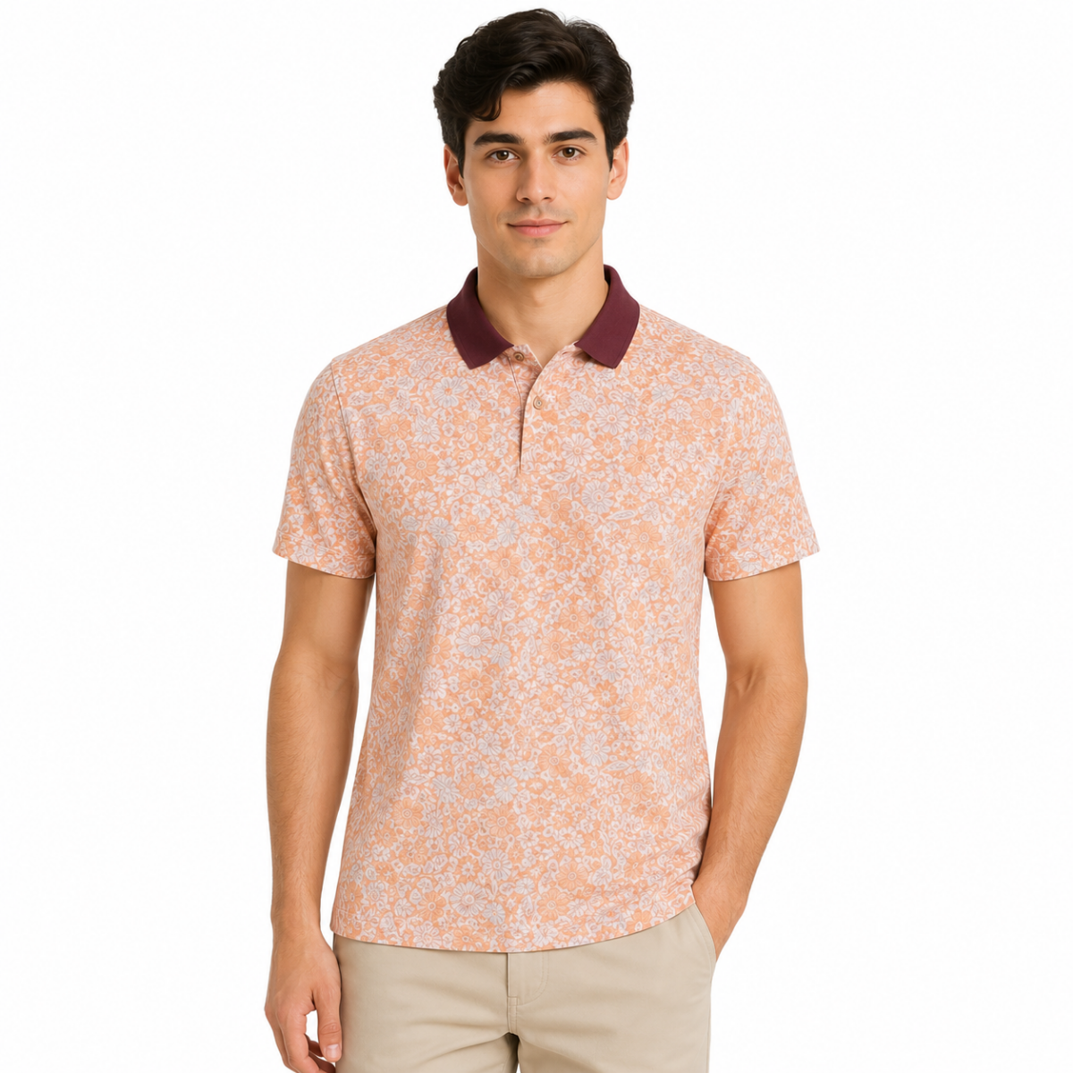 Floral Printed Polo Shirt