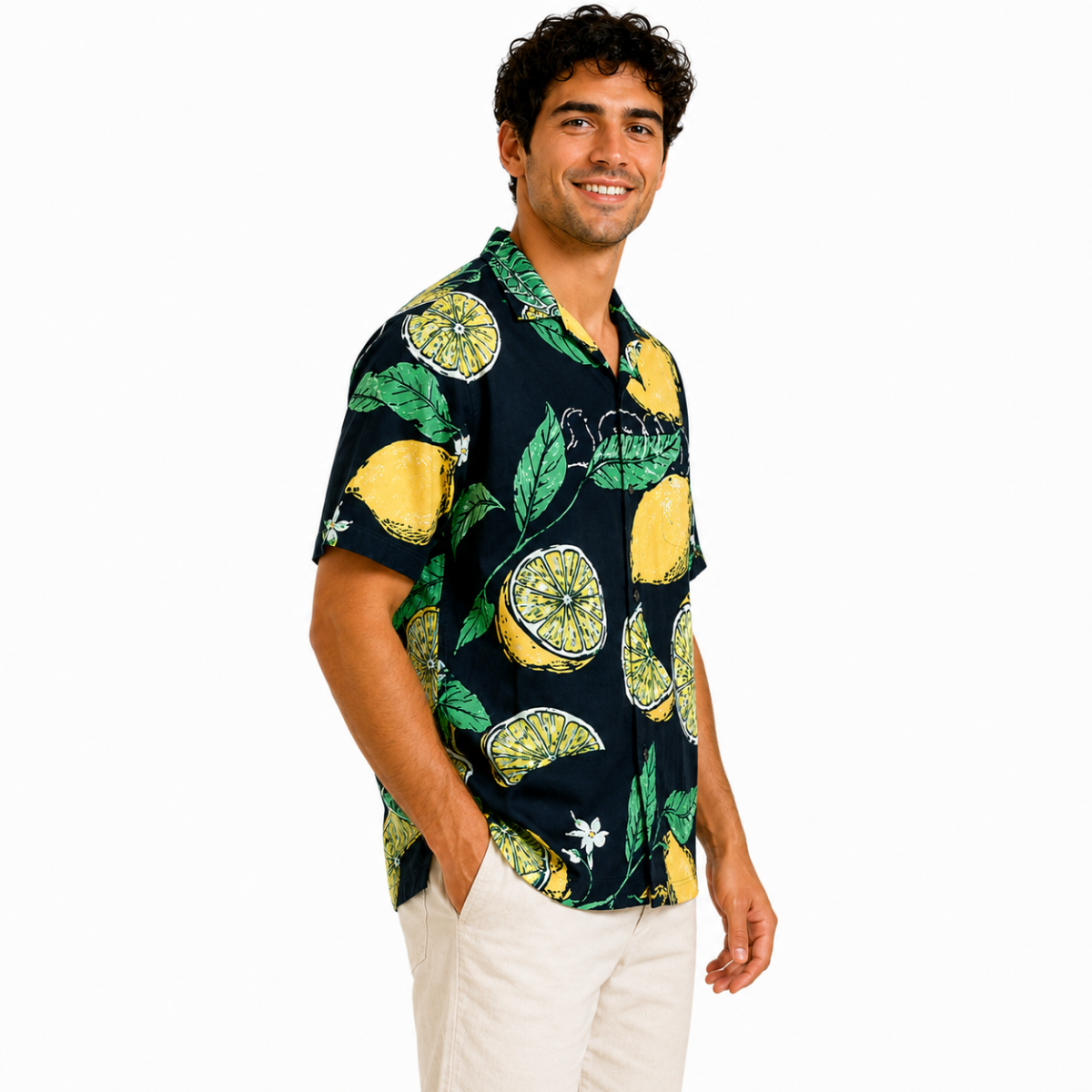 Men's Lemon Printed Patterned Shirt
