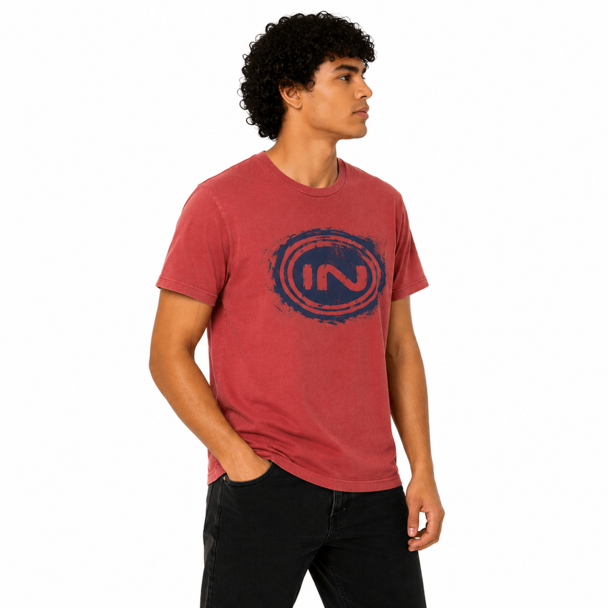 Men's Red Printed T-Shirt